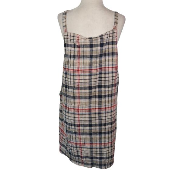 Vintage 90s St. John's Bay Tan Black Mini Overall Dress Skirtall L - Picture 4 of 5